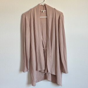 Maurices Light Pink Ribbed Lattice Back Open Front Cardigan Size Large